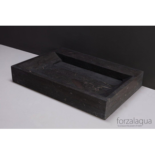 Forzalaqua Bellezza wastafel 60x40x9cm Rechthoek 1 kraangat Natuursteen Hardsteen gezoet